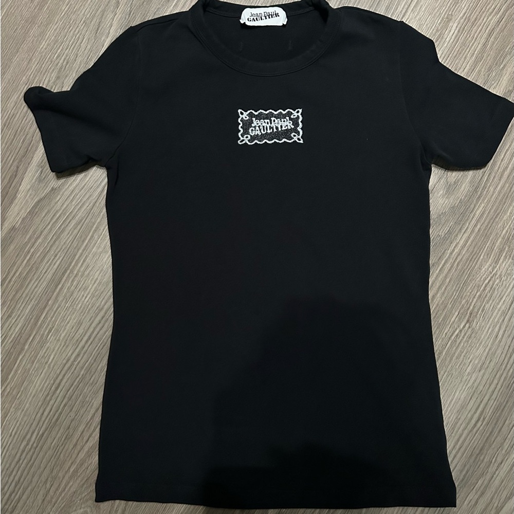 Jean Paul Gaultier Black T-Shirt with White Logo